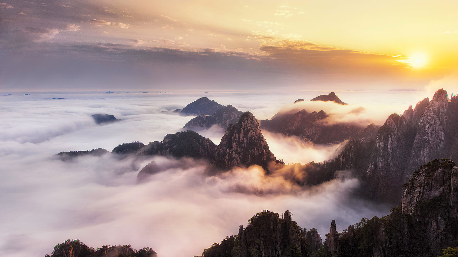 云海奇观|黄山云海，安徽省，中国 |© yangyang1991/Getty Images