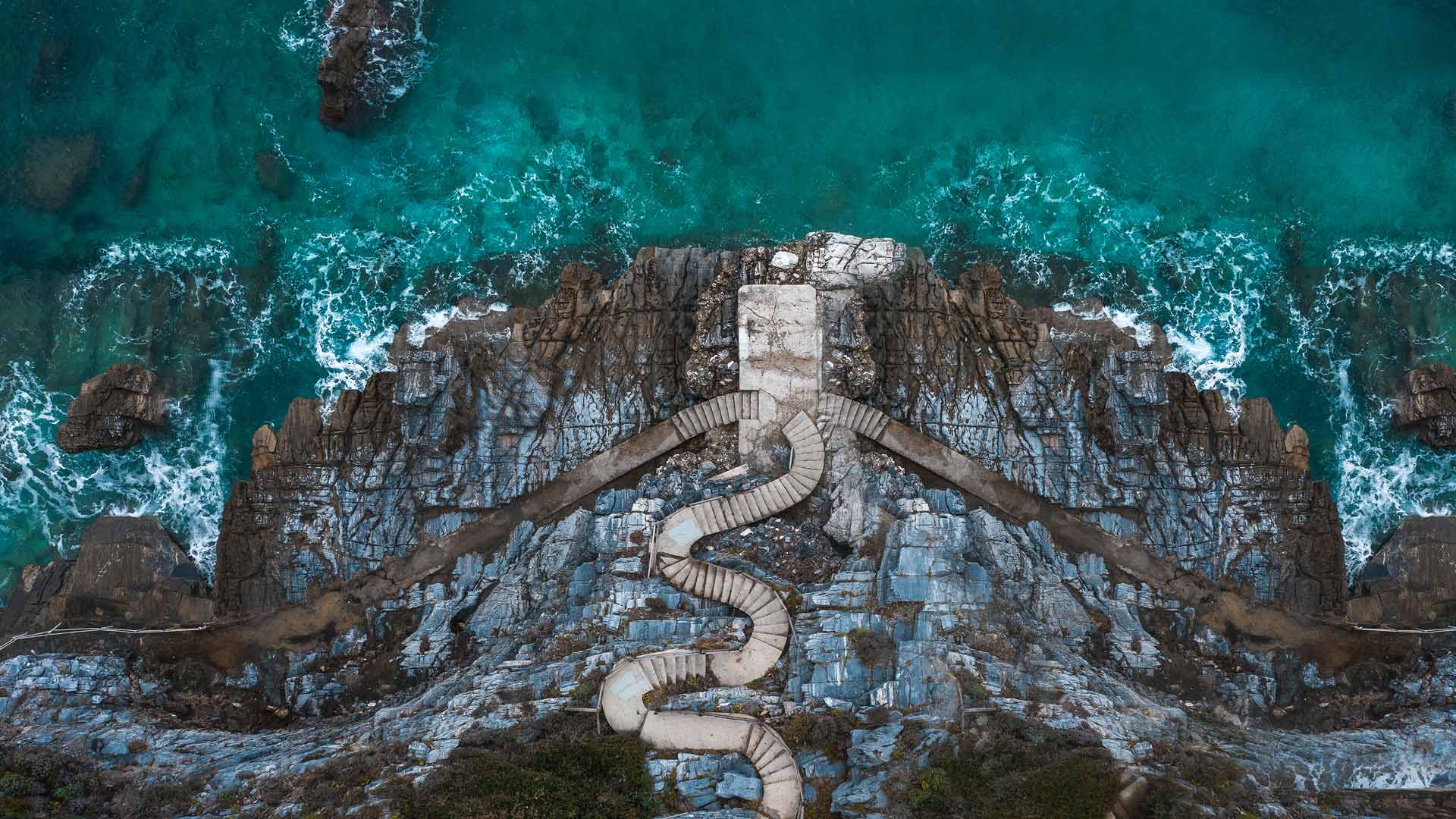 迎接挑战！|米罗伯塔莫斯海岸线上的楼梯，色萨利，希腊 |© Orestis Zoumpos/Amazing Aerial Agency